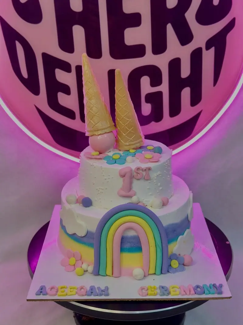 Ice cream themed first birthday cake