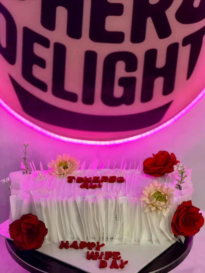 Long birthday cake for a party