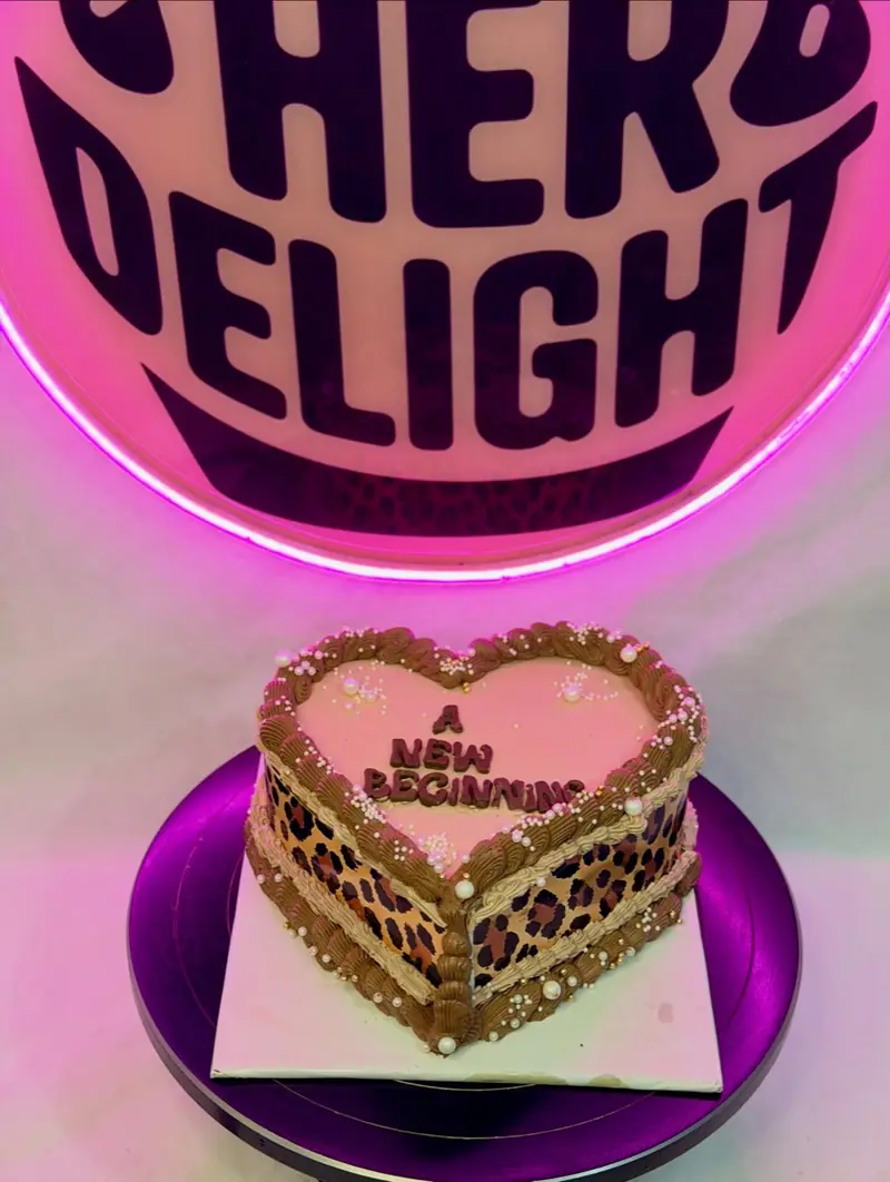Vintage heart cake with piped details
